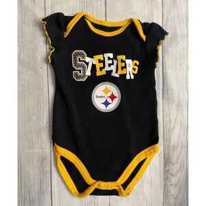 NFL Pittsburgh Steelers Football Baby Girl Onesie Bodysuit, Size 3-6 months